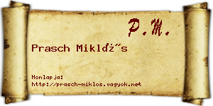 Prasch Miklós névjegykártya